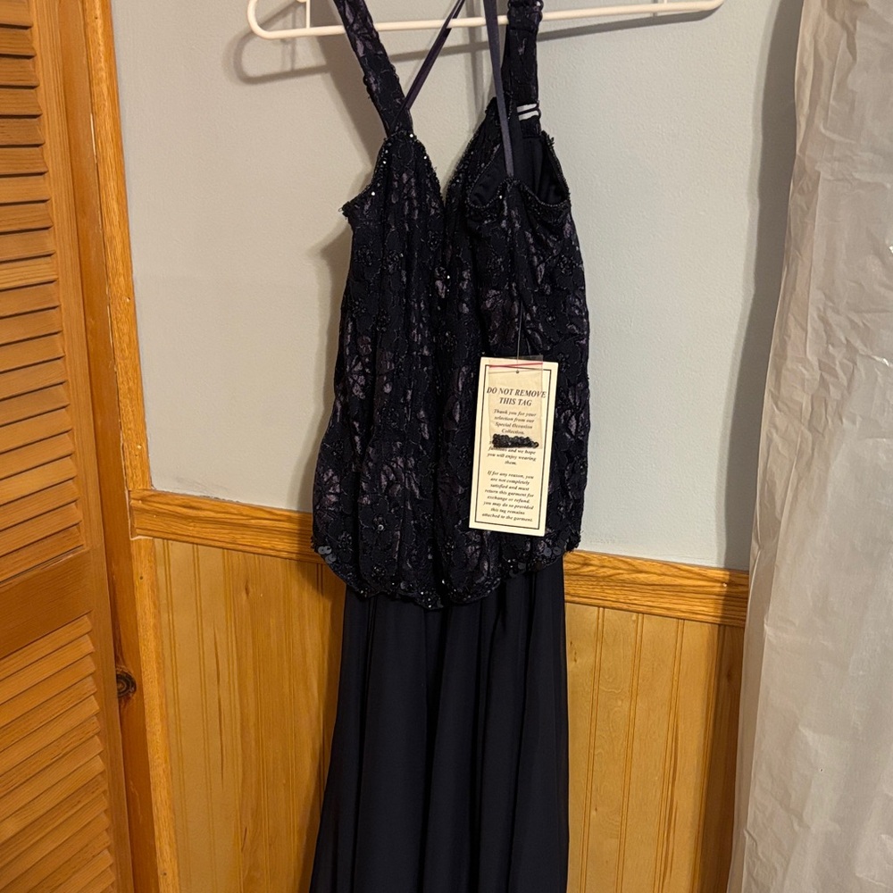 Roaman's Navy Blue Lace Midi Dress